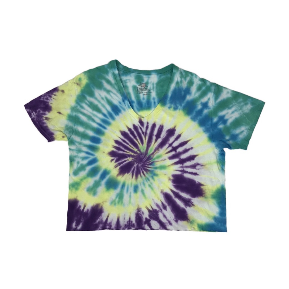 V-Neck Tie Dye Womens Cropped Top In Mens Medium